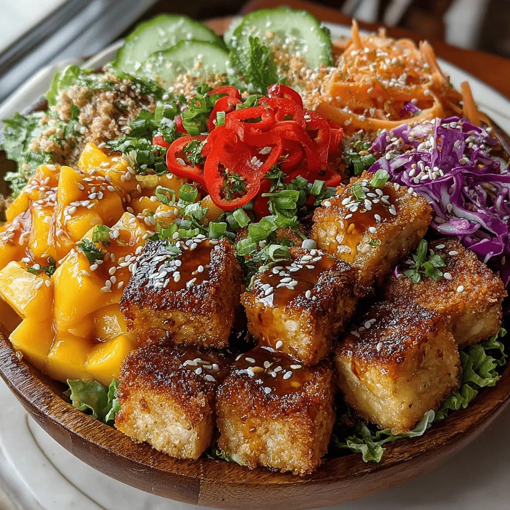 Willkommen in der Welt der tropischen Aromen mit unserer köstlichen Rezeptur für eine Mango & Tofu Salat-Bowl! Dieses Gericht ist nicht nur eine wahre Gaumenfreude, sondern bietet auch eine Fülle von Nährstoffen, die Ihren Körper und Geist beleben. Die Kombination aus süßer, saftiger Mango und proteinreichem Tofu macht diese Bowl zu einem idealen Gericht für Veganer, Vegetarier und alle, die eine gesunde Lebensweise schätzen.