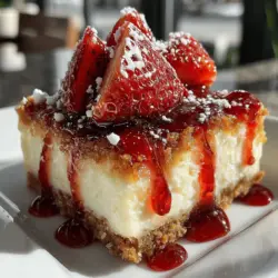 Willkommen in der Welt des köstlichen Desserts! Heute präsentiere ich Ihnen ein Rezept für die seidigen Erdbeer-Delight Cheesecake-Riegel, die sowohl als süßer Snack als auch als beeindruckendes Dessert für besondere Anlässe dienen. Diese Riegel sind nicht nur unglaublich lecker, sondern auch eine gesunde Option, die frische Erdbeeren und eine reichhaltige Käsekuchenfüllung kombiniert.
