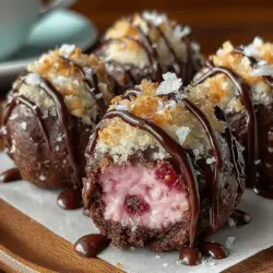 Schokoladen-Erdbeer-Genuss-Trüffel sind eine wahre Gaumenfreude und ein perfektes Dessert für jeden Anlass. Diese kleinen, köstlichen Bällchen verbinden die Süße frischer Erdbeeren mit der cremigen Textur von griechischem Joghurt und der tiefen, reichen Note von Zartbitterschokolade. Da sie einfach zuzubereiten sind und sowohl optisch als auch geschmacklich beeindrucken, sind sie ideal für Partys, Feiertage oder einfach als süßer Snack für zwischendurch.