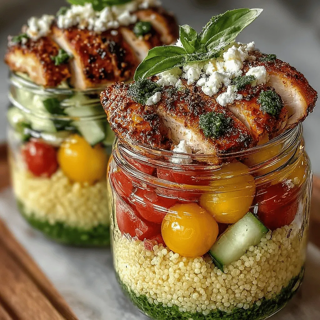 Wenn es um schnelle, gesunde und schmackhafte Mahlzeiten geht, stehen Couscous Jars ganz oben auf der Liste. Diese Zesty Lemon Basil Chicken Couscous Jars sind nicht nur ein Genuss für den Gaumen, sondern auch ein wahrer Augenschmaus. Sie kombinieren zartes Hähnchen, frische Kräuter und eine spritzige Zitronennote, die jede Mahlzeit aufwertet. Ursprünglich inspiriert von der mediterranen Küche, ist dieses Rezept perfekt, um die Frische und Leichtigkeit des Sommers auf den Tisch zu bringen, egal zu welcher Jahreszeit.