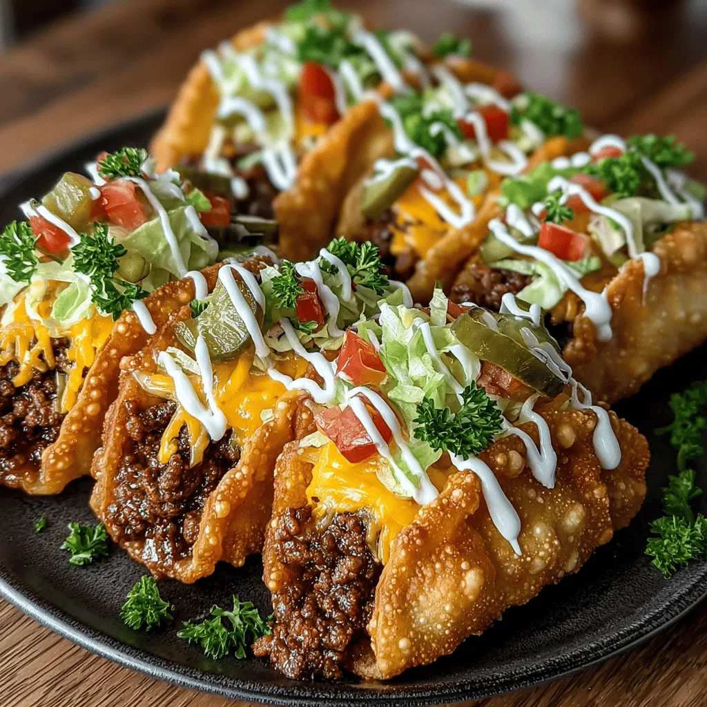 Wenn Sie auf der Suche nach einer kreativen und leckeren Snack-Idee sind, die sowohl bei Erwachsenen als auch bei Kindern beliebt ist, dann sind diese Mini Cheeseburger Wonton-Tacos genau das Richtige für Sie. Diese kleinen Taco-ähnlichen Häppchen kombinieren die köstlichen Aromen eines klassischen Cheeseburgers mit der knusprigen Textur von Wonton-Wrappern. Sie sind perfekt für Partys, als Fingerfood oder einfach, um sich selbst eine Freude zu machen.
